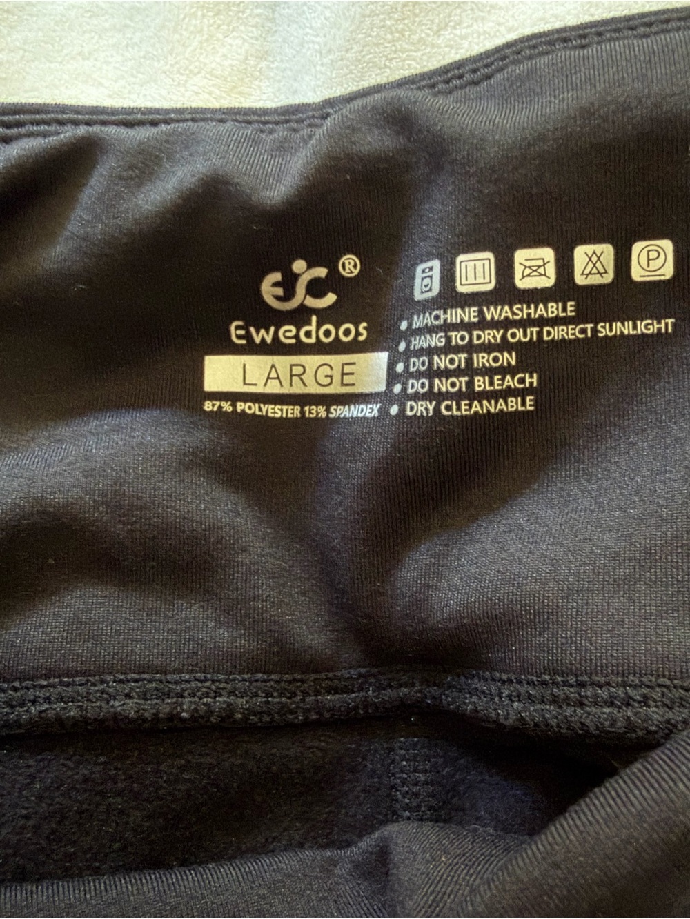 Ewedoos Black Fleece Lined Athletic Leggings - Classic Activewear Large - Picture 3 of 4